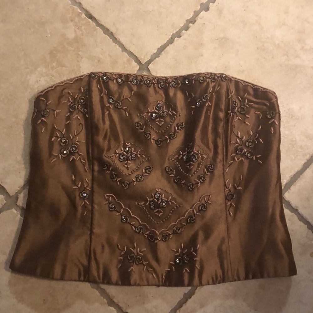 New Scott McClintock Bronze Sequin Corset Top